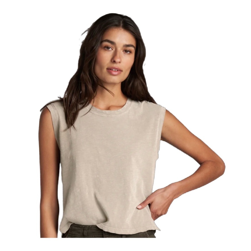 Rowan Women's Savannah Slub Cotton Muscle Tank Top Shirt in Color Bone